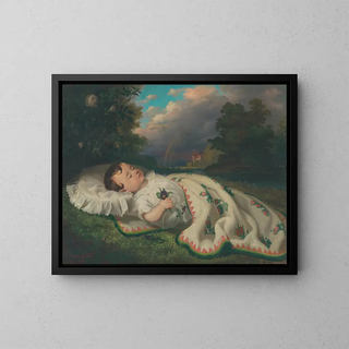 A Child in the Countryside - František Klimkovič — framed artwork on a wall