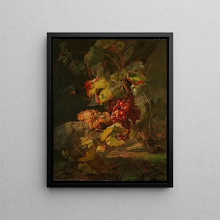 Still life with grapes - Frants Diderik Böe — framed artwork on a wall