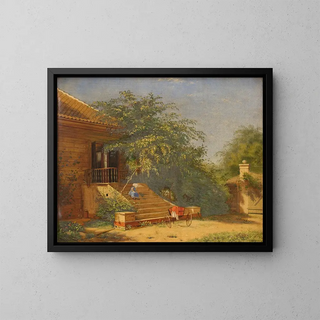 The stairs of the garden leading to the painter Christen Kbke's studio at Blegdammen, Copenhagen - Frants Diderik Böe — framed artwork on a wall