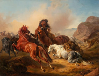Horses Attacked by Lions - Franz Adam — artwork view