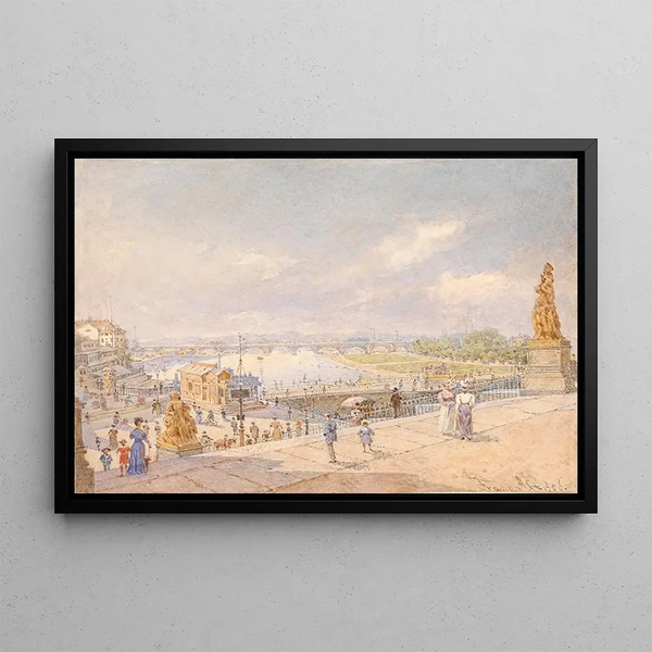Dresden painting, staircase to the Brühl terrace - Franz Alt — framed artwork on a wall