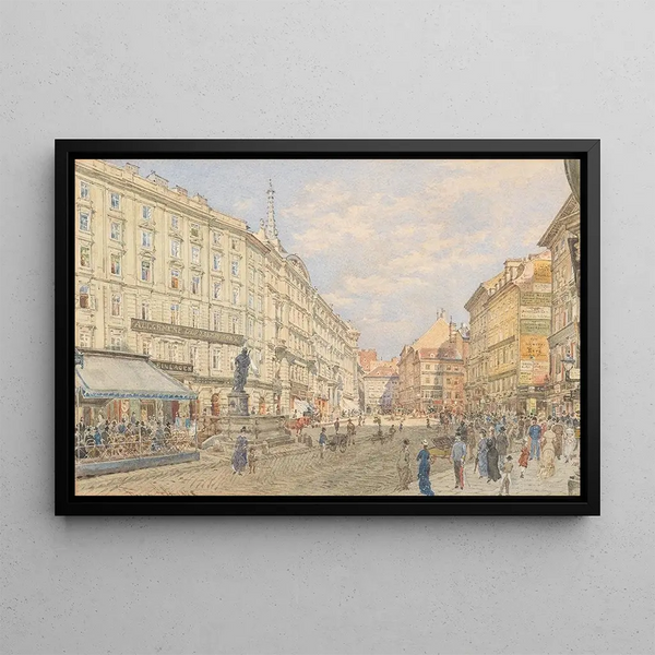 The Graben in Vienna with Leopold Fountain - Franz Alt — framed artwork on a wall