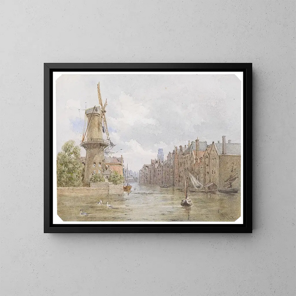 Canal à Rotterdam - Franz Alt — framed artwork on a wall