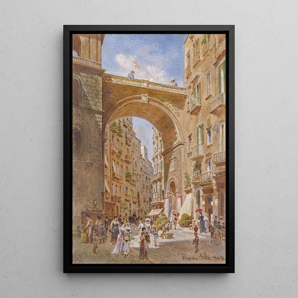 Naples Pont de Chiaia - Franz Alt — framed artwork on a wall