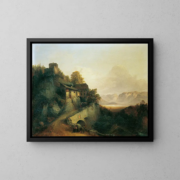 Mountain Road Painting - Franz Barbarini — framed artwork on a wall
