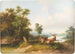Landscape painting with fighting stags - Franz Barbarini — artwork view