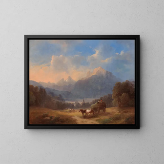 Scene of the Salzkammergut - Franz Barbarini — framed artwork on a wall
