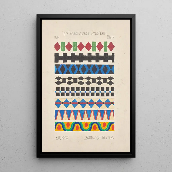 Sketch of stripe patterns - Franz Barwig the Elder — framed artwork on a wall