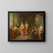Elegant company with figures playing musical instruments and partying indoors - Franz Christoph Janneck — framed artwork on a wall