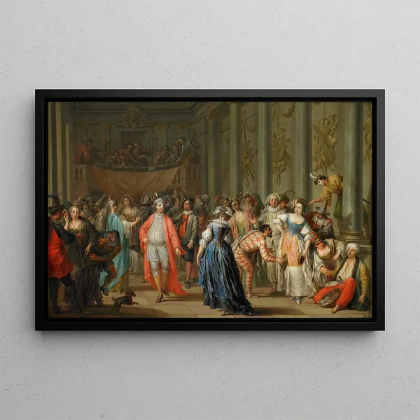 Venetian Masquerade Painting - Franz Christoph Janneck — framed artwork on a wall