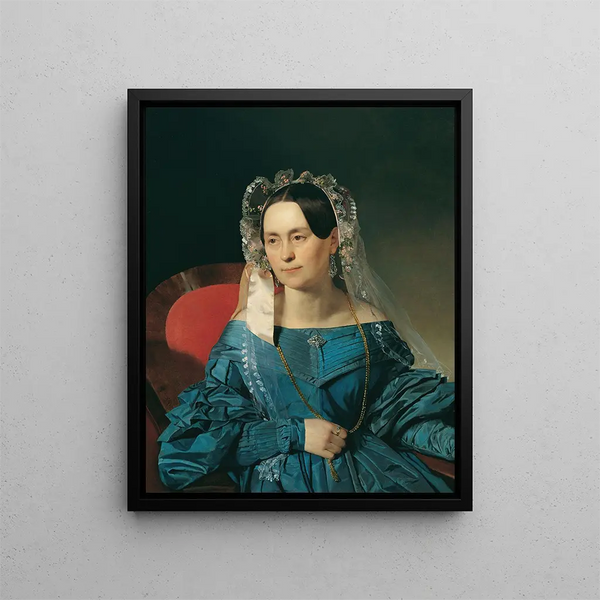 Dame in Blue Dress - Franz Eybl — framed artwork on a wall