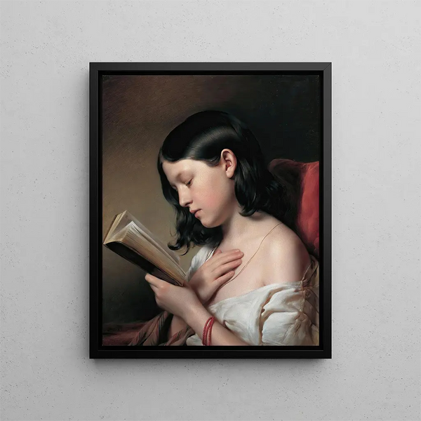 Girl reading - Franz Eybl — framed artwork on a wall