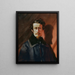 Self-portrait on a red background - Franz Eybl — framed artwork on a wall