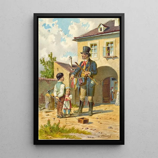 The Peddler - Franz Gerasch — framed artwork on a wall