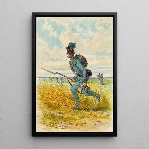 Soldier with Bayonet - Franz Gerasch — framed artwork on a wall