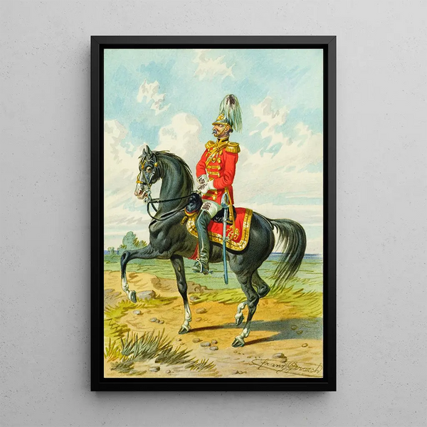Soldat à cheval 10 - Franz Gerasch — framed artwork on a wall