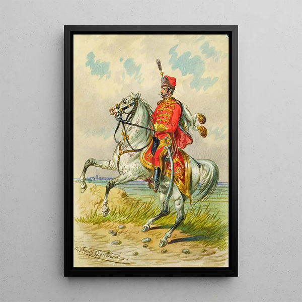 Soldat à cheval 11 - Franz Gerasch — framed artwork on a wall