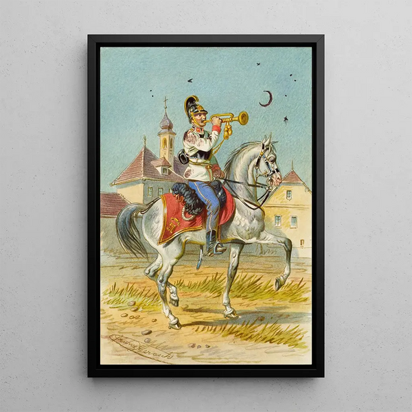Soldat à cheval 2 - Franz Gerasch — framed artwork on a wall