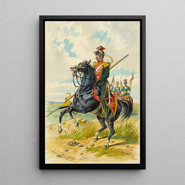 Soldat à cheval 3 - Franz Gerasch — framed artwork on a wall