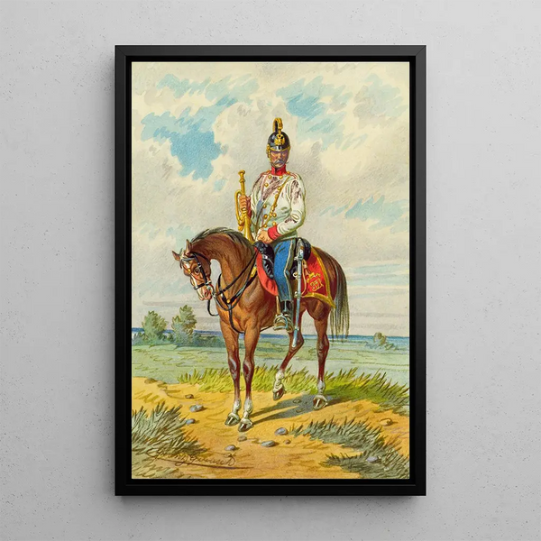 Soldat à cheval 7 - Franz Gerasch — framed artwork on a wall