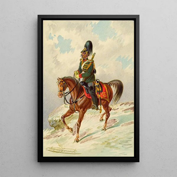 Soldat à cheval 8 - Franz Gerasch — framed artwork on a wall