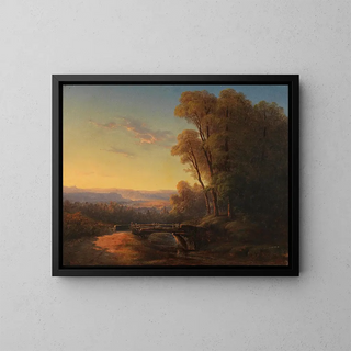 Landscape of Southern Germany at Dusk - Franz Graf von Pocci — framed artwork on a wall