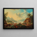 River landscape painting with peasants - Franz Hochecker — framed artwork on a wall