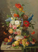 a large bouquet of flowers with fruits on a stone slab - Franz Hohenberger — artwork view