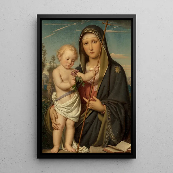 La Madone de la fleur de la passion Ecce agnus Dei - Franz Ittenbach — framed artwork on a wall