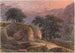Voyageur dans un paysage montagneux au coucher du soleil - Franz Kobell — artwork view