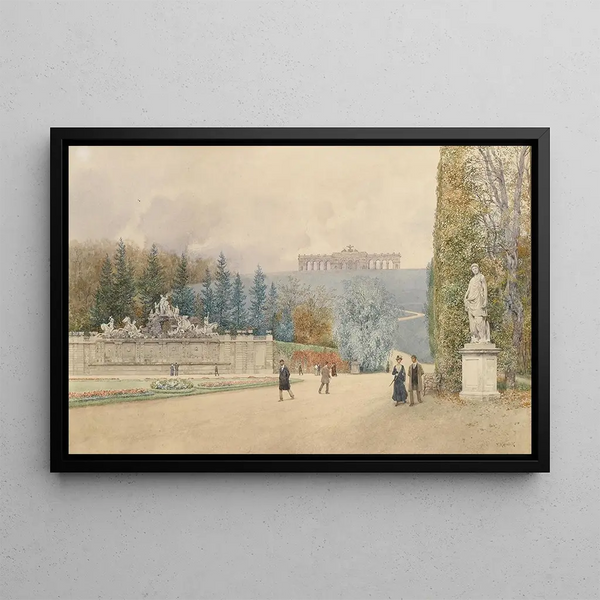 Parterre painting in the Schönbrunn Palace park - Franz Kopallik — framed artwork on a wall