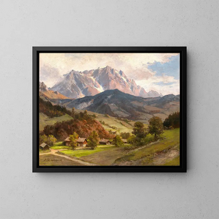 Hochkönig painting from the alpine village - Franz Kulstrunk — framed artwork on a wall