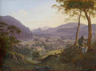 Mountain landscape painting near Salzburg with a young couple - Franz Ludwig Catel — artwork view