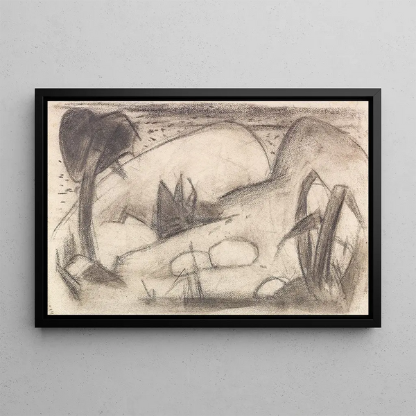 Exotic Abstract Landscape Painting - Franz Marc — framed artwork on a wall