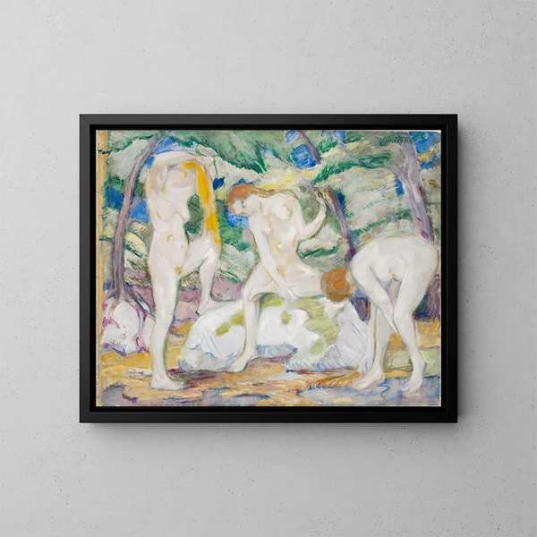 Nude Women bathing - Franz Marc — framed artwork on a wall