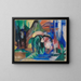 Three Horses by the Forest Water's Edge - Franz Marc — framed artwork on a wall