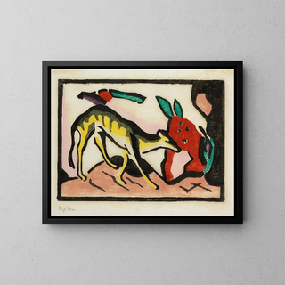 Fabulous Animal Painting - Franz Marc — framed artwork on a wall