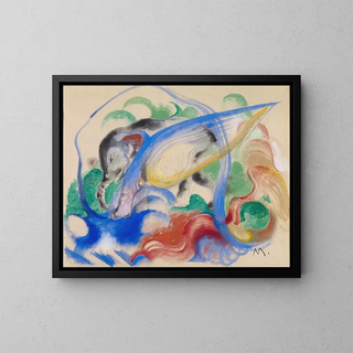 Fairy Animal Painting - Franz Marc — framed artwork on a wall