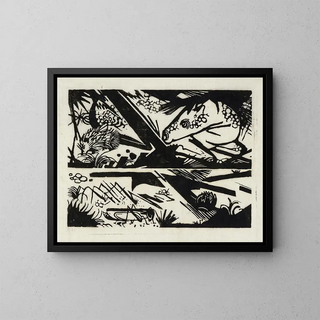 Horse and Hedgehog - Franz Marc — framed artwork on a wall