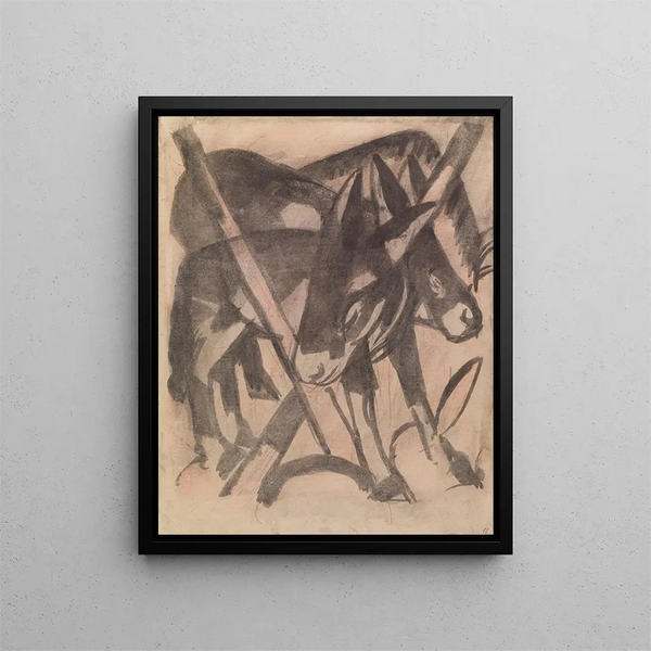 Two Donkeys - Franz Marc — framed artwork on a wall
