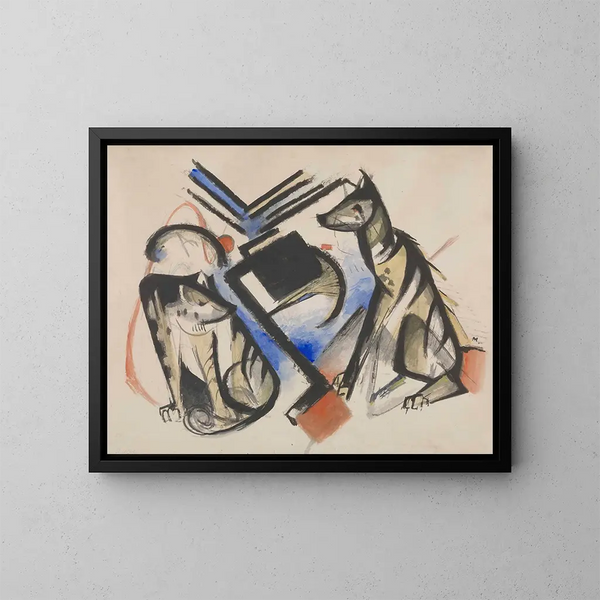 Two Wolves - Franz Marc — framed artwork on a wall