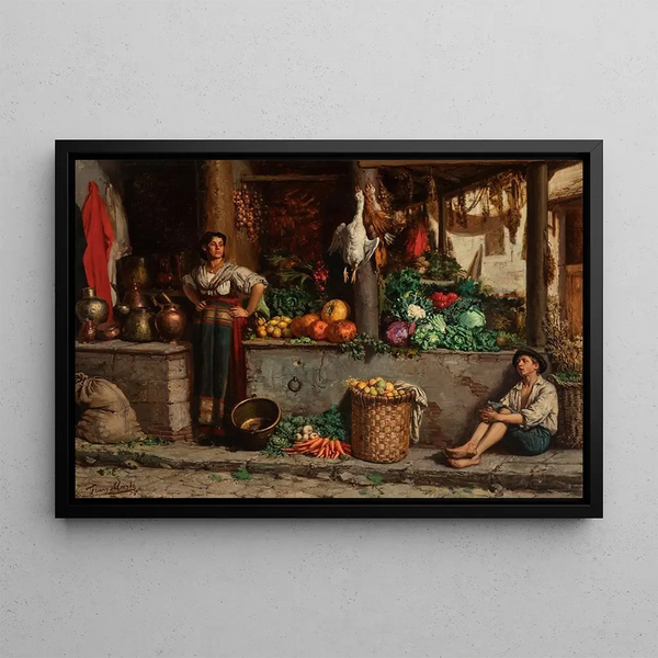 Vegetable Market Painting - Franz Meerts — framed artwork on a wall