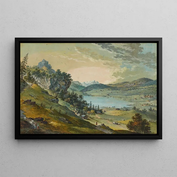 View of Lungern Lake - Franz Niklaus König — framed artwork on a wall