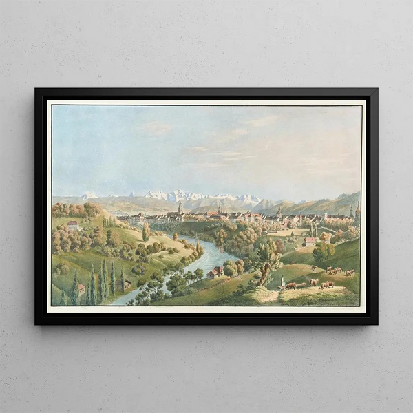 Berne Drawing of the Path of the Engue - Franz Niklaus König — framed artwork on a wall