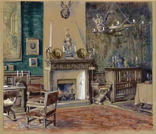 Bedroom with Fireplace - Franz Poledne — artwork view