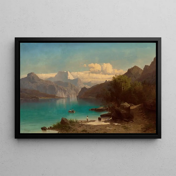 Alpine landscape painting - Franz Richard Unterberger — framed artwork on a wall