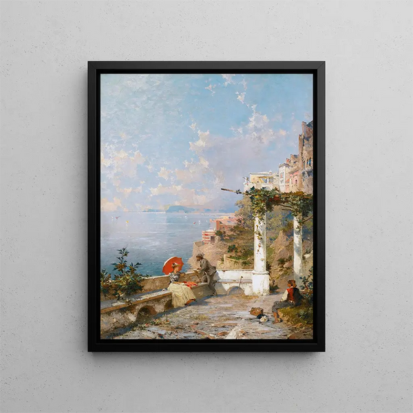 Amalfi Coast Painting - Franz Richard Unterberger — framed artwork on a wall