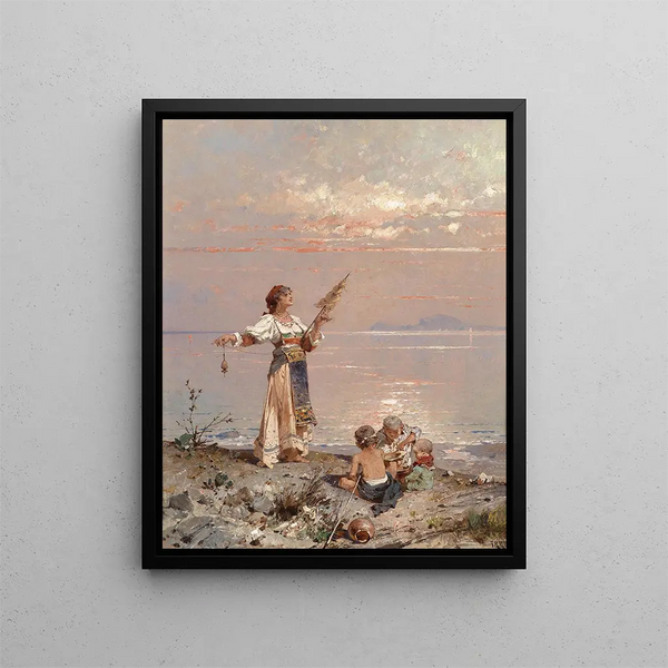 in the Bay of Naples - Franz Richard Unterberger — framed artwork on a wall
