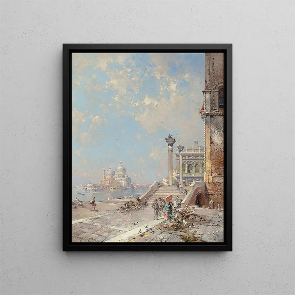 Pont de paille Riva Schiavoni Venice - Franz Richard Unterberger — framed artwork on a wall