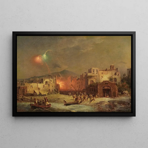 Festival of Santa Lucia in Amalfi - Franz Richard Unterberger — framed artwork on a wall